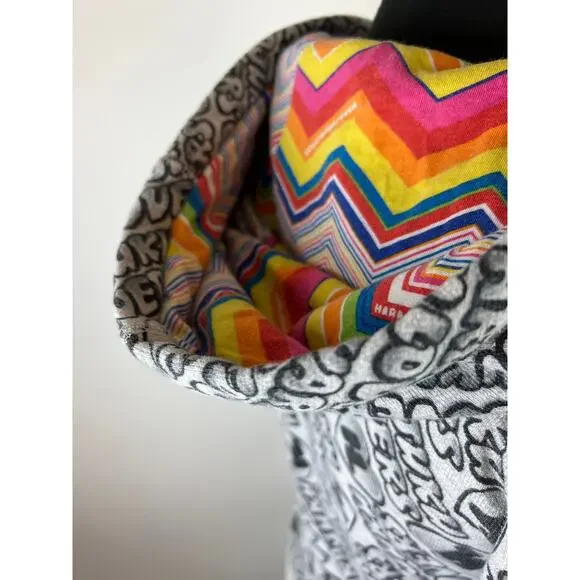 Harajuku Lovers Gray Spellout Graphic Zip Loose Hoodie Sweater S Small USA GENZ - Picture 5 of 10